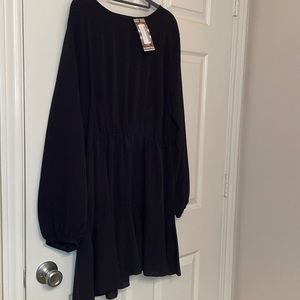 Plus size, black teared smock dress